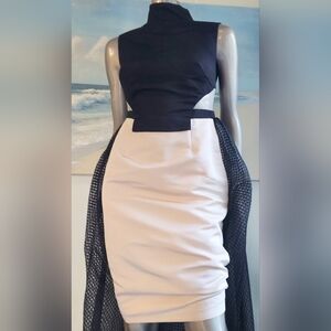 ♧$6,210 BIBHU MOHAPATRA EXCLUS BLK BLUSH TRAIN RUNWAY GOWN S